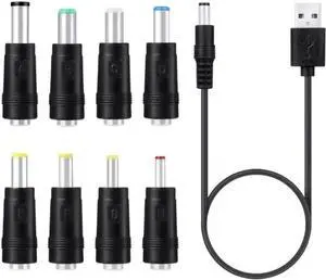 Universal USB to DC Power Charging Cable 5V Output, Multi Tips DC Adapter Cord with 5.5x2.1mm, 3.5mm, 4.0mm, 4.8mm, 6.4mm Plugs, Replacement Power Supply Wire for Router, LED Strip, Small Electronics Universal USB to DC Power Charging Cable 5V Output, Multi Tips DC Adapter Cord with 5.5x2.1mm, 3.5mm, 4.0mm, 4.8mm, 6.4mm Plugs, Replacement Power Supply Wire for Router, LED Strip, Small Electronics