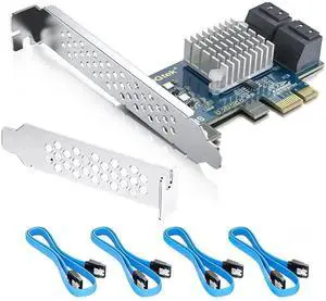 4 Port PCIe SATA 3.0 Expansion Card 6Gbps PCI Express X1 Controller Card with 4 SATA Cables & Low Profile Bracket, Supports 4 SATA 3.0 Hard Drives for Desktop PC Storage Upgrade 4 Port PCIe SATA 3.0 Expansion Card 6Gbps PCI Express X1 Controller Card with 4 SATA Cables & Low Profile Bracket, Supports 4 SATA 3.0 Hard Drives for Desktop PC Storage Upgrade