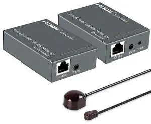 HDMI Over Single CAT6 Extender Kit 60M Transmission Distance 1080P 60Hz Video Extension Adapter with IR Remote Control & Local Loop Out for Monitor Projector Display Device HDMI Over Single CAT6 Extender Kit 60M Transmission Distance 1080P 60Hz Video Extension Adapter with IR Remote Control & Local Loop Out for Monitor Projector Display Device