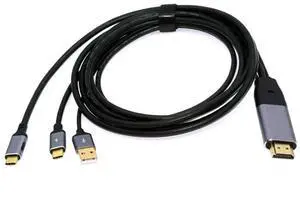 2.0m Reversed HDMI Type-A to USB Type-C 4K Video Cable, HDMI A Male Input to USB-C Male Output HD Cord for Laptops, Monitors, Touch Screens, HDTV and External Display Extension 2.0m Reversed HDMI Type-A to USB Type-C 4K Video Cable, HDMI A Male Input to USB-C Male Output HD Cord for Laptops, Monitors, Touch Screens, HDTV and External Display Extension