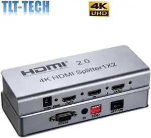 1 in 2 Out HDMI 2.0 Splitter, 2 Port 4K 60Hz HDR Video Distributor Support HDCP 2.2, Full HD 1080P 3D DTS Audio for Dual Display Output 1 in 2 Out HDMI 2.0 Splitter, 2 Port 4K 60Hz HDR Video Distributor Support HDCP 2.2, Full HD 1080P 3D DTS Audio for Dual Display Output