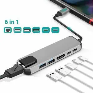7-in-1 USB-C Multiport Docking Station with 4K HDMI Output, 1000Mbps RJ45 Ethernet Port and PD Fast Charging, Type C Hub Adapter Compatible with MacBook and Other USB-C Laptops 7-in-1 USB-C Multiport Docking Station with 4K HDMI Output, 1000Mbps RJ45 Ethernet Port and PD Fast Charging, Type C Hub Adapter Compatible with MacBook and Other USB-C Laptops