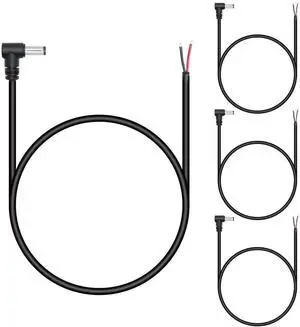 4 Pack Right Angle DC 5521 Male Power Pigtail Cables, 5.5x2.1mm 90 Degree DC Male Plug to 2 Pin Bare Open End Wire, 18AWG 0.5M/1.6FT for DC Power Cord Repair and Replacement 4 Pack Right Angle DC 5521 Male Power Pigtail Cables, 5.5x2.1mm 90 Degree DC Male Plug to 2 Pin Bare Open End Wire, 18AWG 0.5M/1.6FT for DC Power Cord Repair and Replacement