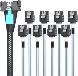 0.5M MCIO 8X SFF-TA-1016 to 8 Ports SATA Breakout Cable, Mini Cool Edge IO Host RAID Controller to 8 SATA Hard Drives Extension Cord 1.6FT for Server Storage Expansion 0.5M MCIO 8X SFF-TA-1016 to 8 Ports SATA Breakout Cable, Mini Cool Edge IO Host RAID Controller to 8 SATA Hard Drives Extension Cord 1.6FT for Server Storage Expansion