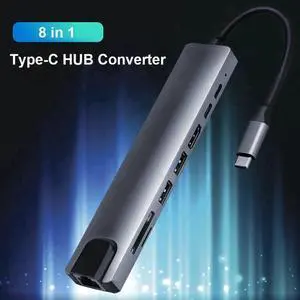 8-in-1 USB C Docking Station Multiport Hub, USB-C to 4K HDMI Adapter with Gigabit RJ45 Ethernet, 87W PD Charging, Type-C Data Port, Dual USB3.0 and SD TF Card Reader for MacBook Pro Chromebook Type-C 8-in-1 USB C Docking Station Multiport Hub, USB-C to 4K HDMI Adapter with Gigabit RJ45 Ethernet, 87W PD Charging, Type-C Data Port, Dual USB3.0 and SD TF Card Reader for MacBook Pro Chromebook Type-C
