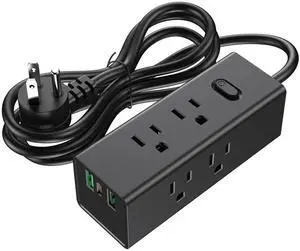 USA-01 US Power Strip, 3-Outlet Surge Protector with 2 USB-A Ports (5V/2.1A), 1.2m Extension Cord All-Copper Conductors, Compact Desktop Design for Home Office 1875W/15A Black USA-01 US Power Strip, 3-Outlet Surge Protector with 2 USB-A Ports (5V/2.1A), 1.2m Extension Cord All-Copper Conductors, Compact Desktop Design for Home Office 1875W/15A Black