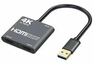 eokCXOY USB 3.0 Game Video Capture Card with Loop Out, 4K Input 1080P 60fps Recording Audio Grabber Adapter for DSLR, Camcorder, Game Console Live Streaming and Video Recording eokCXOY USB 3.0 Game Video Capture Card with Loop Out, 4K Input 1080P 60fps Recording Audio Grabber Adapter for DSLR, Camcorder, Game Console Live Streaming and Video Recording