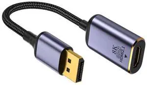 DisplayPort 1.4 Male to HDMI 2.0 Female Unidirectional Adapter Supports 8K@60Hz & 4K UHD DP to HDMI Converter for Monitor HDTV Projector Graphics Card Laptop DisplayPort 1.4 Male to HDMI 2.0 Female Unidirectional Adapter Supports 8K@60Hz & 4K UHD DP to HDMI Converter for Monitor HDTV Projector Graphics Card Laptop