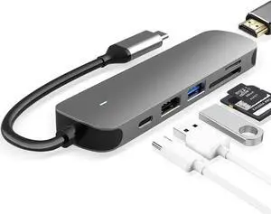 6 in 1 USB C Multiport Docking Station Hub with 4K HDMI, USB 3.0, USB-C PD Charging, SD TF Card Reader, Type C Adapter for MacBook Pro Air and All USB-C Laptops 6 in 1 USB C Multiport Docking Station Hub with 4K HDMI, USB 3.0, USB-C PD Charging, SD TF Card Reader, Type C Adapter for MacBook Pro Air and All USB-C Laptops