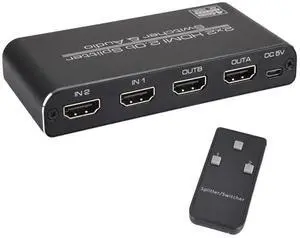 2x2 HDMI 2.0 Matrix Switch Splitter 2 In 2 Out 4K@60Hz, Supports HDR HDCP2.2 3D with IR Remote, 3.5mm Headphone Jack and SPDIF Optical Audio Output 2x2 HDMI 2.0 Matrix Switch Splitter 2 In 2 Out 4K@60Hz, Supports HDR HDCP2.2 3D with IR Remote, 3.5mm Headphone Jack and SPDIF Optical Audio Output