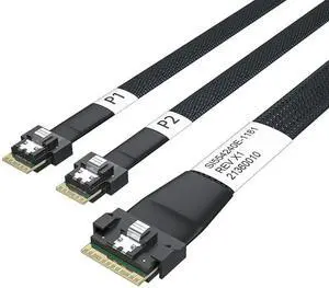 1m SlimSAS SFF-8654 8i to 2 x SFF-8654 4i Internal Breakout Cable, PCIe 4.0 SAS 4.0 24Gbps 85-Ohm Impedance Server Storage Splitter Cable (3.3FT) 1m SlimSAS SFF-8654 8i to 2 x SFF-8654 4i Internal Breakout Cable, PCIe 4.0 SAS 4.0 24Gbps 85-Ohm Impedance Server Storage Splitter Cable (3.3FT)