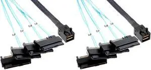 0.5m 1.6FT Mini SAS SFF-8643 to 4 Ports SFF-8482 Cable with SATA Power Connector, Server Hard Drive Data Cord, SFF8643 to Quad SFF8482 Adapter Wire, Pack of 2 0.5m 1.6FT Mini SAS SFF-8643 to 4 Ports SFF-8482 Cable with SATA Power Connector, Server Hard Drive Data Cord, SFF8643 to Quad SFF8482 Adapter Wire, Pack of 2