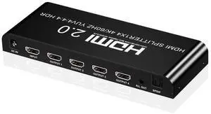 eokCXOY 1x4 HDMI 2.0 Splitter 4K@60Hz, 1 Input to 4 Output Simultaneous Duplicate Display, with 3.5mm Jack & Optical SPDIF Toslink Audio Extractor, DC Power Adapter Included for HDTV Blu-ray PS3 PS4 X eokCXOY 1x4 HDMI 2.0 Splitter 4K@60Hz, 1 Input to 4 Output Simultaneous Duplicate Display, with 3.5mm Jack & Optical SPDIF Toslink Audio Extractor, DC Power Adapter Included for HDTV Blu-ray PS3 PS4 X