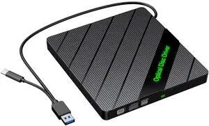 7-in-1 Multifunctional External Optical Drive, USB3.0 & USB-C Dual Interface DVD CD RW Rewritable Burner, 24X High Speed Reading 8X Writing, Built-in SD TF Card Reader and Extra USB Port, Plug and Pla 7-in-1 Multifunctional External Optical Drive, USB3.0 & USB-C Dual Interface DVD CD RW Rewritable Burner, 24X High Speed Reading 8X Writing, Built-in SD TF Card Reader and Extra USB Port, Plug and Pla