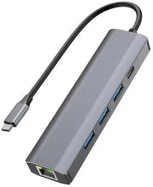 Type-C Multiport Hub with Gigabit Ethernet RJ45 Port and USB 3.0 Expansion, Portable USB-C Network Adapter Dock Splitter Compatible with MacBook Windows Laptops and PC Devices Type-C Multiport Hub with Gigabit Ethernet RJ45 Port and USB 3.0 Expansion, Portable USB-C Network Adapter Dock Splitter Compatible with MacBook Windows Laptops and PC Devices