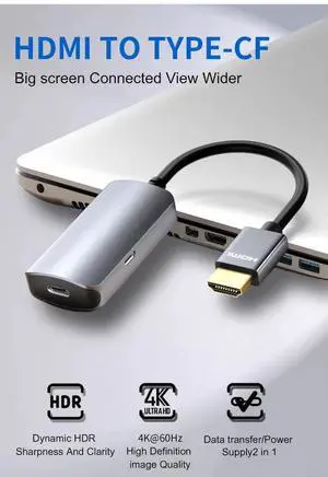 4K 60Hz HDMI to USB-C Female Video Capture Adapter, HDMI Type-C Audio Video Converter with 5V Power Supply, Portable HDMI Input to USB C Output Recording Cable for Laptop Phone Live Streaming 4K 60Hz HDMI to USB-C Female Video Capture Adapter, HDMI Type-C Audio Video Converter with 5V Power Supply, Portable HDMI Input to USB C Output Recording Cable for Laptop Phone Live Streaming