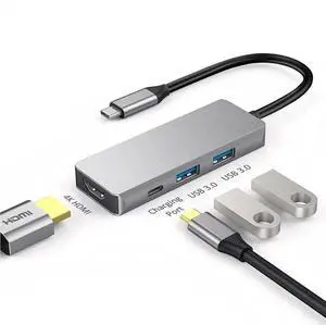 4 in 1 USB C Multiport Docking Station, Type-C Hub with 4K HDMI Output, 100W PD Power Delivery, Dual USB 3.0 Data Ports, PVC Shell Portable Adapter Compatible with MacBook Laptops and Tablets 4 in 1 USB C Multiport Docking Station, Type-C Hub with 4K HDMI Output, 100W PD Power Delivery, Dual USB 3.0 Data Ports, PVC Shell Portable Adapter Compatible with MacBook Laptops and Tablets