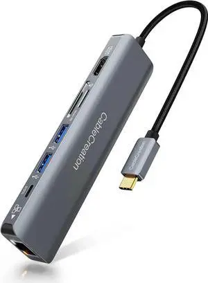 CableCreation 7 in 1 USB C Multiport Hub Adapter, 4K 60Hz HDMI Output, Gigabit Ethernet, Dual USB 3.0, 100W PD Charging, SD TF Card Reader, Compatible with MacBook Pro Air iPad Pro Dell XPS Laptops CableCreation 7 in 1 USB C Multiport Hub Adapter, 4K 60Hz HDMI Output, Gigabit Ethernet, Dual USB 3.0, 100W PD Charging, SD TF Card Reader, Compatible with MacBook Pro Air iPad Pro Dell XPS Laptops