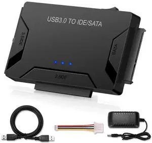 USB 3.0 to SATA IDE Hard Drive Adapter Converter with 12V 2A Power Supply, Support 2.5 Inch & 3.5 Inch IDE SATA HDD SSD Disk Reader for Old Hard Disk Data Backup and Recovery USB 3.0 to SATA IDE Hard Drive Adapter Converter with 12V 2A Power Supply, Support 2.5 Inch & 3.5 Inch IDE SATA HDD SSD Disk Reader for Old Hard Disk Data Backup and Recovery