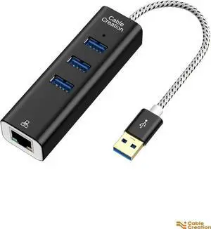 CableCreation 3-Port USB 3.0 Hub with Gigabit Ethernet Adapter, USB to RJ45 10/100/1000Mbps Network Converter, Aluminum Black Shell Multiport Expander for MacBook Pro Windows Laptop USB Flash Drives P CableCreation 3-Port USB 3.0 Hub with Gigabit Ethernet Adapter, USB to RJ45 10/100/1000Mbps Network Converter, Aluminum Black Shell Multiport Expander for MacBook Pro Windows Laptop USB Flash Drives P