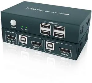 2 Port HDMI KVM Switch with 4 USB 2.0 Ports, 4K@30Hz Ultra HD Video Output, Passive No Power Needed, Includes HDMI & USB Cables, Compatible with Wireless Keyboard Mouse, Black 2 Port HDMI KVM Switch with 4 USB 2.0 Ports, 4K@30Hz Ultra HD Video Output, Passive No Power Needed, Includes HDMI & USB Cables, Compatible with Wireless Keyboard Mouse, Black
