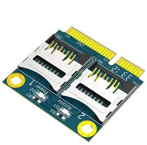 Mini PCIe to Dual Micro SD TF Card Reader Adapter, MiniPCIExpress Slot to 2Port Micro SD Converter Card, for Laptop Notebook Embedded Device & Industrial PC Storage Expansion Mini PCIe to Dual Micro SD TF Card Reader Adapter, MiniPCIExpress Slot to 2Port Micro SD Converter Card, for Laptop Notebook Embedded Device & Industrial PC Storage Expansion