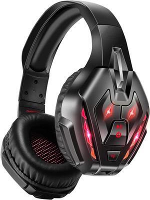 PHOINIKAS Gaming Headset for Xbox one, PS5, PC, PS4 Headset with 7.1 Stereo Sound, Bluetooth Wireless Headset for Phone, Over Ear Headphones with Noise Cancelling Detachable Mic, Bluetooth Up to 40h