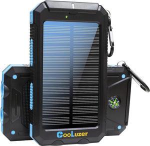 Solar Power Bank 36800mah, Solar Charger Power Bank with 18W PD 5V 3.1A outputs, IP67 Waterproof, Grade A+ Battery with LED Flashlight and Compass, Perfect Camping Gear Accessory for Outdoor (Blue)