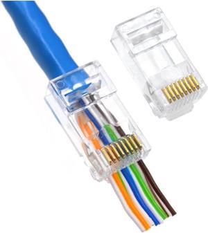 RJ45 Cat6 Pass Through Connectors End Pass Through 8P8C UTP Ethernet Network Plug(100Pack)