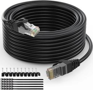 Cat6 Ethernet Cable(100 Feet) Cat6 Network Cord,RJ45 Patch Cable Support Cat6,Cat5E,Cat5-Include 25 Ties and 25 Cable Clips
