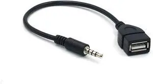 3.5mm AUX Audio Plug to USB A Female Car Adio Adapter Cable Converter Car Radio for Car Stereos, Car GPS, CD, DVD Audio Black