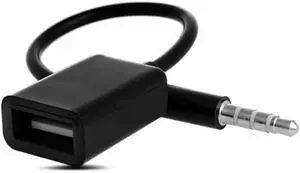 3.5mm Male AUX Audio Plug to USB Female Adapter OTG Cable Black 15CM for Devices with AUX Audio Jack