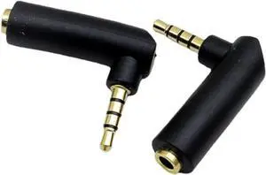 3.5mm Angle Male to Female Audio Adapter, 90 Degree Right Angle Gold-Plated TRS Stereo Jack Plug AUX Connector Compatible with Headset, Tablets, MP3 Players, Speakers(2 Pack)