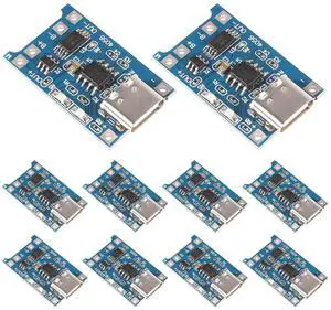 anicorn 10pcs TP4056 Type-c USB 5V 1A 18650 Lithium Battery Charger Module Charging Board with Dual Protection Functions (10pcs TP4056 Type-c USB) anicorn 10pcs TP4056 Type-c USB 5V 1A 18650 Lithium Battery Charger Module Charging Board with Dual Protection Functions (10pcs TP4056 Type-c USB)