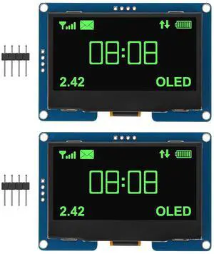 anicorn 2PCS 2.4" 2.42 inch 128x64 OLED LCD Display Module SSD1309 12864 4 Pin IIC I2C Serial Interface for Arduino UNO R3 C51-Green anicorn 2PCS 2.4" 2.42 inch 128x64 OLED LCD Display Module SSD1309 12864 4 Pin IIC I2C Serial Interface for Arduino UNO R3 C51-Green