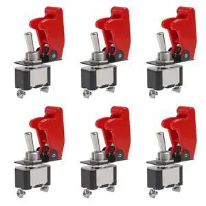 anicorn 6 Pack Heavy Duty Rocker Toggle Switch 12V 20A SPST ON/Off 2Pin with Red Aircraft Safety Cover for Auto Car Marine Boat anicorn 6 Pack Heavy Duty Rocker Toggle Switch 12V 20A SPST ON/Off 2Pin with Red Aircraft Safety Cover for Auto Car Marine Boat