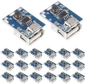 anicorn 20PCS Boost Step Up 5V 1A Power Supply Module Lithium Battery Charge Protection Board 134N3P DIY Charger USB and Micro USB Port with LED Display anicorn 20PCS Boost Step Up 5V 1A Power Supply Module Lithium Battery Charge Protection Board 134N3P DIY Charger USB and Micro USB Port with LED Display