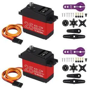 anicorn 2PACK 25KG Servo Motor High Torque RC Servo Metal Gear Waterproof Full Metal Gear Steering Servo with 25T Servo Horn for Robotic DIY,RC car (Control Angle180°) anicorn 2PACK 25KG Servo Motor High Torque RC Servo Metal Gear Waterproof Full Metal Gear Steering Servo with 25T Servo Horn for Robotic DIY,RC car (Control Angle180°)
