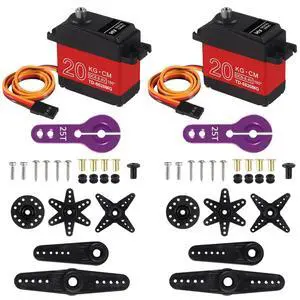 anicorn 2Pack 20KG Digital RC Servo High Torque Full Metal Gear Waterproof with 25T Servo Horn for RC Model DIY, Control Angle 180 anicorn 2Pack 20KG Digital RC Servo High Torque Full Metal Gear Waterproof with 25T Servo Horn for RC Model DIY, Control Angle 180