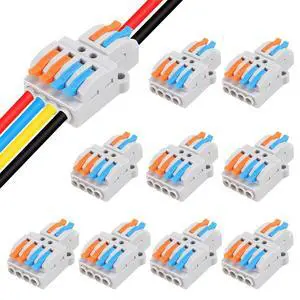 10 Pcs Lever Nuts Wire Connectors 2 in 4 OutQuick Wiring Cable Connector Push-in Conductor Terminal Block Quick Terminal Blocks Lever Nut Assortment Connectors (2 in 4 Out) 10 Pcs Lever Nuts Wire Connectors 2 in 4 OutQuick Wiring Cable Connector Push-in Conductor Terminal Block Quick Terminal Blocks Lever Nut Assortment Connectors (2 in 4 Out)