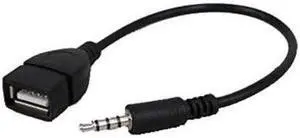 USB Female to 3.5mm Jack Male Audio Converter Adapter (Black)
