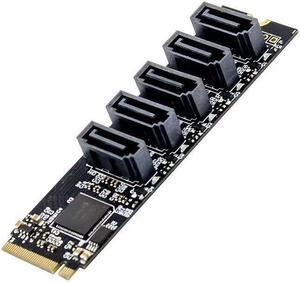 M2 PCIE SATA 6G 5-port hard disk expansion adapter card Computer expansion JMB585 supports the PM function