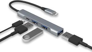 Lightning to USB Hub [Apple MFi Certified] 4-in-1 USB OTG Hub with 3 USB 3.0 Port and Fast Charging Port for iPhone/iPad Compatible with USB Microphones/USB Flash Drive/Keyboard/Mouse/USB Sound Card
