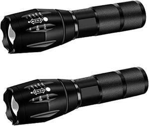 Military Grade Flashlight 3000 Lumen 5 Modes Water Resistant LED Tactical Torch Flash Light, 2 Pack