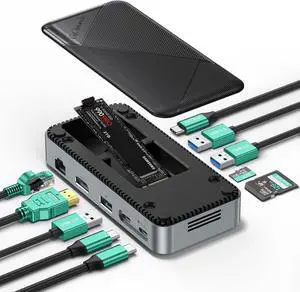 GAM2P9-V1 M.2 NVMe SSD Enclosure Docking Station - 10Gbps USB-C Hub, PD100W, HDMI 4K@60Hz, Ethernet, SD Card Readers - M.2 Dock for Laptop/Mac - Black