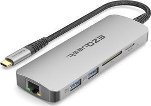 ZQuest USB C Hub Docking Station 10 in 1 with 4K HDMI 60Hz, 1 Gbs Ethernet, 2 USB C Gen 2 10Gbs Ports, 1 USB C PD 3.0 Port, 2 USB A 3.0 Ports, Audio Port, SD/Micro SD, Compatible with USB-C Computers