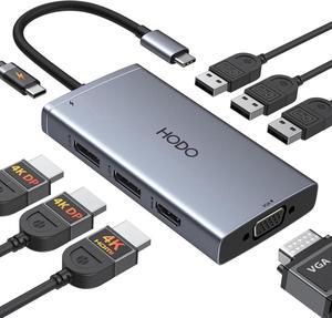 USB C Docking Station Laptop Dual Monitor USB C to USB Adapter Docking Station for ,HP,Lenovo,Surface, USB C Hub HDMI Triple Display Multi Monitor Dongle with 4K HDMI,2*DP,VGA,Charging,3*USB 2.0