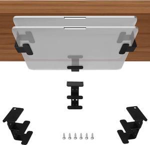 IFCASE 2 Tier Under Desk Laptop Mount, Double Decker Metal Under Desk Shelf Holder for Laptop, MacBook Pro, Keyboard with Anti-Scratch Silicone (Black)