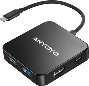 USB C Hub, 6 in 1 USB Splitter Adapter with 4K 30Hz HDMI, 100W PD, 3 USB A 3.0, 1 USB C 3.0, HDMI to USB C Multiport Adapter, USB C HDMI Hub for MacBook Pro/Air and Other USB C Devices