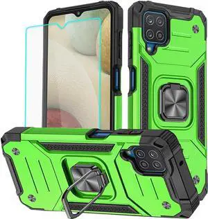 for Samsung Galaxy A12 Case, Samsung A12 Case with Screen Protector, 360°Military Grade Rotatable Kickstand (Heavy Duty) Protective Cases for Samsung Galaxy A12 (Green)